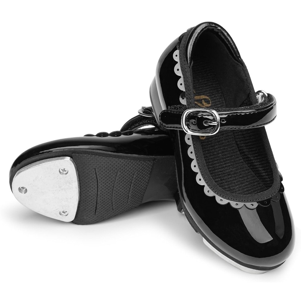 Tap Shoes for Girls Toddler Dance Shoes Easy Strap Scallop Design
